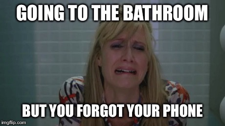 GOING TO THE BATHROOM BUT YOU FORGOT YOUR PHONE | image tagged in toilet,cell phone,cry,crying,upset | made w/ Imgflip meme maker