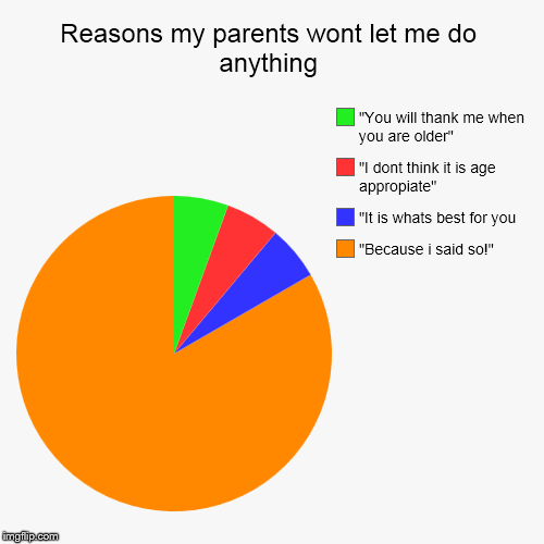 Parental Reasoning | image tagged in funny,pie charts | made w/ Imgflip chart maker