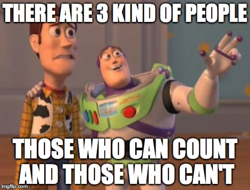 3 people | THERE ARE 3 KIND OF PEOPLE THOSE WHO CAN COUNT AND THOSE WHO CAN'T | image tagged in memes,stupid people,x x everywhere | made w/ Imgflip meme maker
