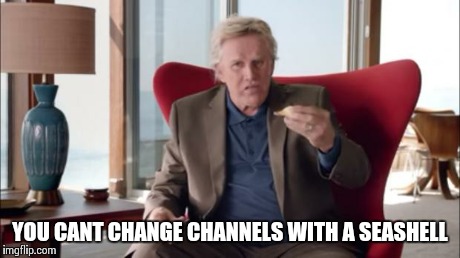 Gary Busey Wisdom | YOU CANT CHANGE CHANNELS WITH A SEASHELL | image tagged in gary busey wisdom | made w/ Imgflip meme maker