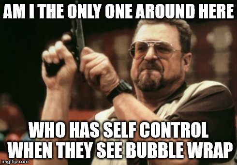 Am I The Only One Around Here | AM I THE ONLY ONE AROUND HERE WHO HAS SELF CONTROL WHEN THEY SEE BUBBLE WRAP | image tagged in memes,am i the only one around here | made w/ Imgflip meme maker
