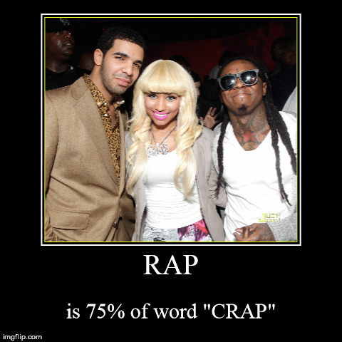 RAP | is 75% of word "CRAP" | image tagged in funny,demotivationals | made w/ Imgflip demotivational maker