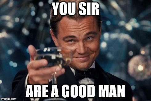 Leonardo Dicaprio Cheers Meme | YOU SIR ARE A GOOD MAN | image tagged in memes,leonardo dicaprio cheers | made w/ Imgflip meme maker
