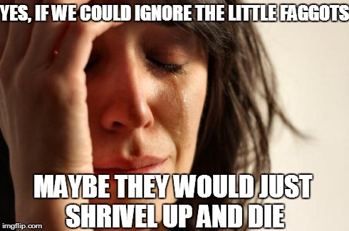 YES, IF WE COULD IGNORE THE LITTLE F*GGOTS MAYBE THEY WOULD JUST SHRIVEL UP AND DIE | image tagged in memes,first world problems | made w/ Imgflip meme maker