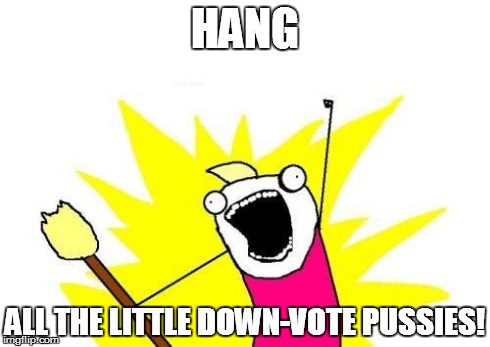 HANG ALL THE LITTLE DOWN-VOTE PUSSIES! | image tagged in memes,x all the y | made w/ Imgflip meme maker