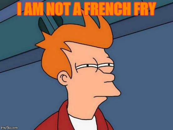 Futurama Fry | I AM NOT A FRENCH FRY | image tagged in memes,futurama fry | made w/ Imgflip meme maker