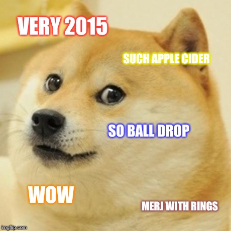 Doge Meme | VERY 2015 SUCH APPLE CIDER SO BALL DROP WOW MERJ WITH RINGS | image tagged in memes,doge | made w/ Imgflip meme maker