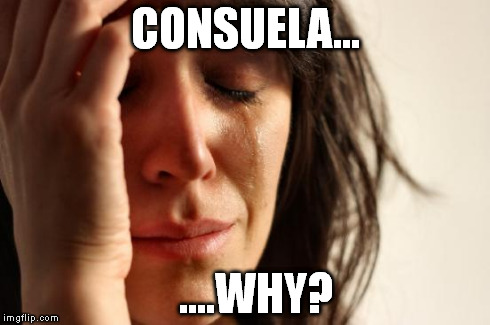 First World Problems Meme | CONSUELA... ....WHY? | image tagged in memes,first world problems | made w/ Imgflip meme maker