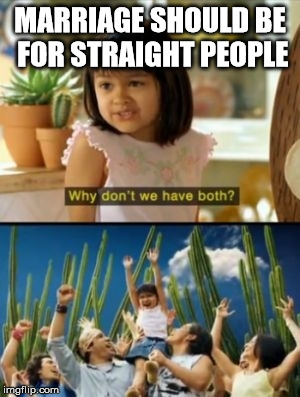 Why Not Both | MARRIAGE SHOULD BE FOR STRAIGHT PEOPLE | image tagged in memes,why not both | made w/ Imgflip meme maker