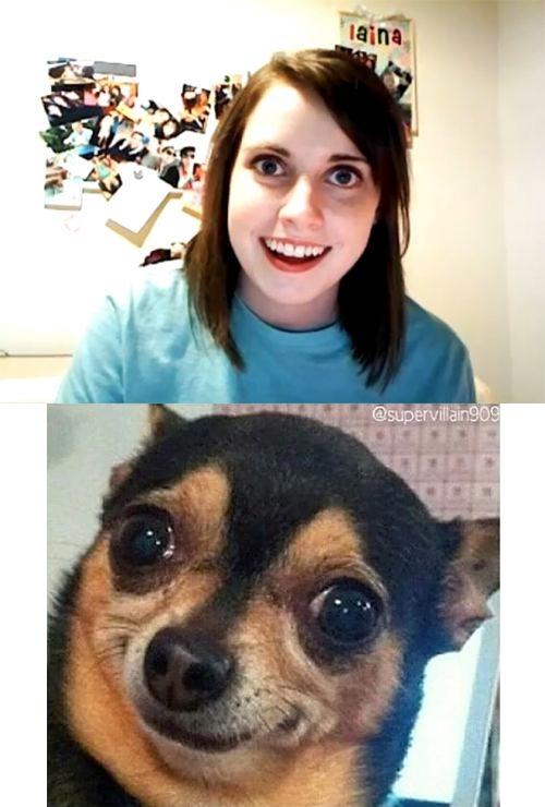 High Quality Overly Attached Girlfriend with Boyfriend's Response Blank Meme Template
