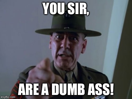 Sergeant Hartmann | YOU SIR, ARE A DUMB ASS! | image tagged in memes,sergeant hartmann | made w/ Imgflip meme maker