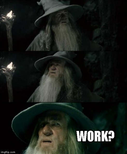 Confused Gandalf Meme | WORK? | image tagged in memes,confused gandalf | made w/ Imgflip meme maker