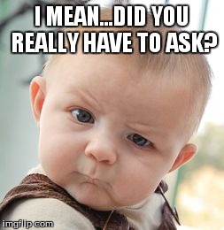 Skeptical Baby Meme | I MEAN...DID YOU REALLY HAVE TO ASK? | image tagged in memes,skeptical baby | made w/ Imgflip meme maker