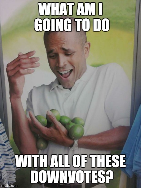 Why Can't I Hold All These Limes Meme | WHAT AM I GOING TO DO WITH ALL OF THESE DOWNVOTES? | image tagged in memes,why can't i hold all these limes | made w/ Imgflip meme maker