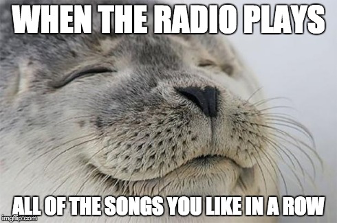 Satisfied Seal Meme | WHEN THE RADIO PLAYS ALL OF THE SONGS YOU LIKE IN A ROW | image tagged in memes,satisfied seal | made w/ Imgflip meme maker