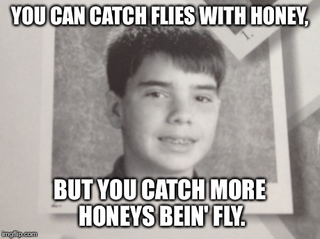 YOU CAN CATCH FLIES WITH HONEY, BUT YOU CATCH MORE HONEYS BEIN' FLY. | image tagged in brace yourselves x is coming | made w/ Imgflip meme maker