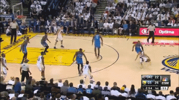 Steph Curry behind-the-back dribble vs Russell Westbrook