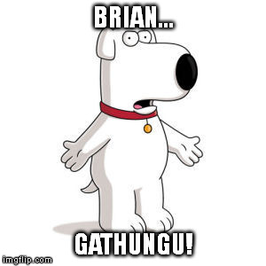 Family Guy Brian Meme | BRIAN... GATHUNGU! | image tagged in memes,family guy brian | made w/ Imgflip meme maker