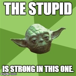 Advice Yoda Meme | THE STUPID IS STRONG IN THIS ONE. | image tagged in memes,advice yoda | made w/ Imgflip meme maker