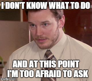 Afraid To Ask Andy (Closeup) Meme | I DON'T KNOW WHAT TO DO AND AT THIS POINT 
I'M TOO AFRAID TO ASK | image tagged in and i'm too afraid to ask andy,AdviceAnimals | made w/ Imgflip meme maker