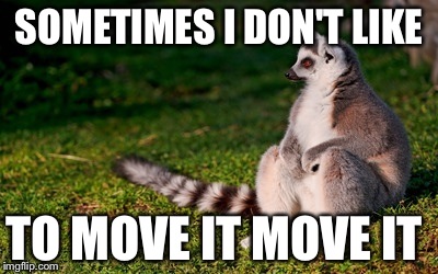 SOMETIMES I DON'T LIKE TO MOVE IT MOVE IT | image tagged in animals,memes | made w/ Imgflip meme maker