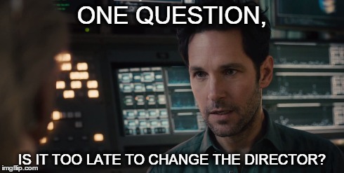 Ant-Man Has One Question | ONE QUESTION, IS IT TOO LATE TO CHANGE THE DIRECTOR? | image tagged in ant-man,marvel,question,mcu,calling out | made w/ Imgflip meme maker