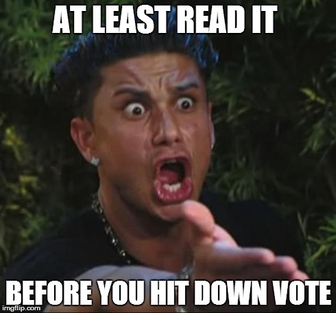 DJ Pauly D | AT LEAST READ IT BEFORE YOU HIT DOWN VOTE | image tagged in memes,dj pauly d | made w/ Imgflip meme maker