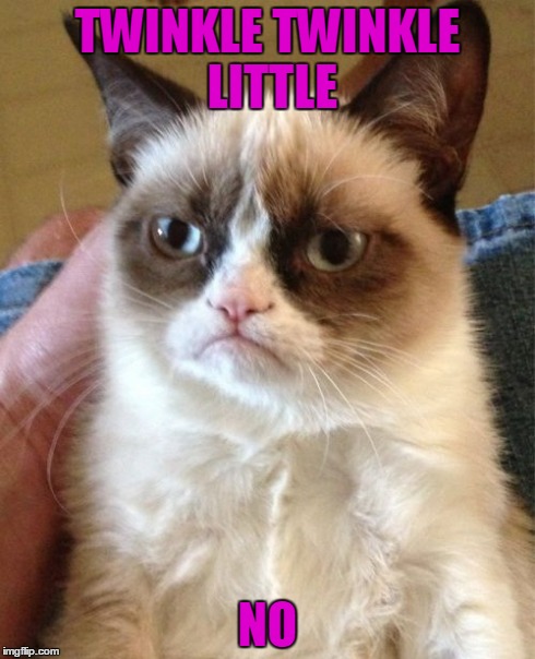 Grumpy Cat | TWINKLE TWINKLE LITTLE NO | image tagged in memes,grumpy cat | made w/ Imgflip meme maker