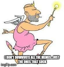 Downvote Fairy | I DON'T DOWNVOTE ALL THE MEMES...JUST THE ONES THAT SUCK | image tagged in downvote fairy | made w/ Imgflip meme maker