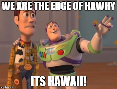 WE ARE THE EDGE OF HAWHY ITS HAWAII! | image tagged in memes,x x everywhere,hawaii,buzz lightyear | made w/ Imgflip meme maker