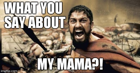 Sparta Leonidas Meme | WHAT YOU SAY ABOUT MY MAMA?! | image tagged in memes,sparta leonidas | made w/ Imgflip meme maker