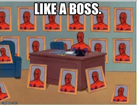 . | image tagged in spiderman computer desk | made w/ Imgflip meme maker