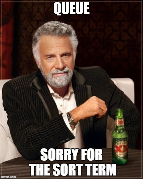 The Most Interesting Man In The World Meme | QUEUE SORRY FOR THE SORT TERM | image tagged in memes,the most interesting man in the world | made w/ Imgflip meme maker