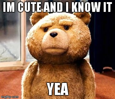 TED | IM CUTE AND I KNOW IT YEA | image tagged in memes,ted | made w/ Imgflip meme maker