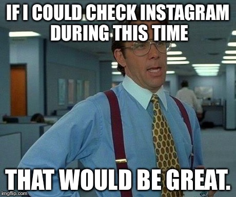 That Would Be Great Meme | IF I COULD CHECK INSTAGRAM DURING THIS TIME THAT WOULD BE GREAT. | image tagged in memes,that would be great | made w/ Imgflip meme maker