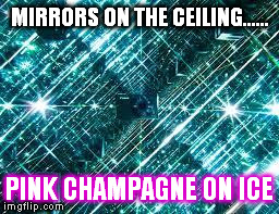 Ice ceiling mirrors champagne on on the pink Why do