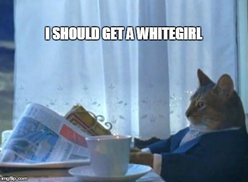 I Should Buy A Boat Cat | I SHOULD GET A WHITEGIRL | image tagged in memes,i should buy a boat cat | made w/ Imgflip meme maker