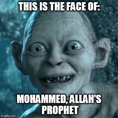 Gollum Meme | THIS IS THE FACE OF: MOHAMMED, ALLAH'S PROPHET | image tagged in memes,gollum | made w/ Imgflip meme maker