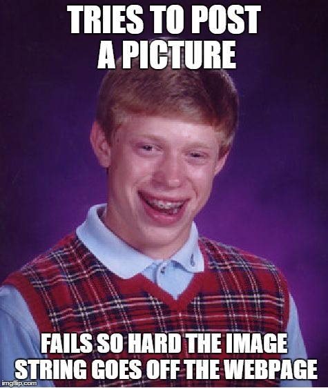 Bad Luck Brian Meme | TRIES TO POST A PICTURE FAILS SO HARD THE IMAGE STRING GOES OFF THE WEBPAGE | image tagged in memes,bad luck brian | made w/ Imgflip meme maker