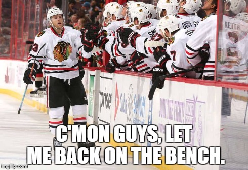 C'MON GUYS, LET ME BACK ON THE BENCH. | image tagged in ice hockey | made w/ Imgflip meme maker