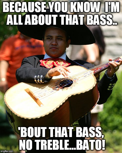 BECAUSE YOU KNOW I'M ALL ABOUT THAT BASS.. 'BOUT THAT BASS, NO TREBLE...BATO! | image tagged in all about that bass | made w/ Imgflip meme maker