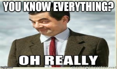 You Know Everything? | YOU KNOW EVERYTHING? | image tagged in know everything,oh really,memes,skeptical | made w/ Imgflip meme maker