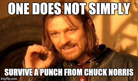 One Does Not Simply Meme | ONE DOES NOT SIMPLY SURVIVE A PUNCH FROM CHUCK NORRIS | image tagged in memes,one does not simply | made w/ Imgflip meme maker