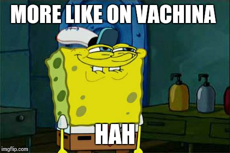 Don't You Squidward Meme | MORE LIKE ON VACHINA HAH | image tagged in memes,dont you squidward | made w/ Imgflip meme maker