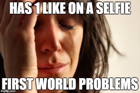 First World Problems | HAS 1 LIKE ON A SELFIE FIRST WORLD PROBLEMS | image tagged in memes,first world problems | made w/ Imgflip meme maker