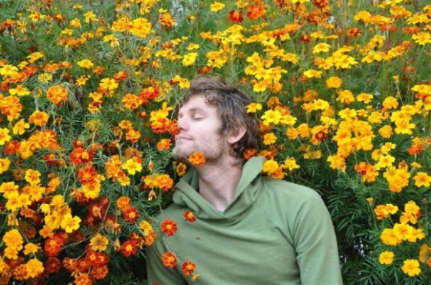 High Quality Man sniffing flowers Blank Meme Template