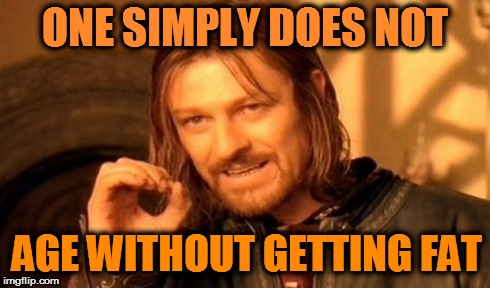 One Does Not Simply | ONE SIMPLY DOES NOT AGE WITHOUT GETTING FAT | image tagged in memes,one does not simply | made w/ Imgflip meme maker
