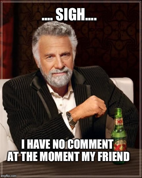 The Most Interesting Man In The World | .... SIGH.... I HAVE NO COMMENT AT THE MOMENT MY FRIEND | image tagged in memes,the most interesting man in the world | made w/ Imgflip meme maker