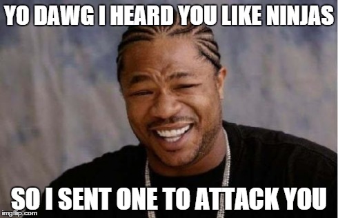 You ... WHAT !!! O.o | YO DAWG I HEARD YOU LIKE NINJAS SO I SENT ONE TO ATTACK YOU | image tagged in memes,yo dawg heard you | made w/ Imgflip meme maker