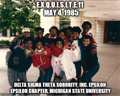 30th Deltaversary meme! | E.X.Q.U.I.S.I.T.E.11  MAY 4, 1985 DELTA SIGMA THETA SORORITY, INC. EPSILON EPSILON CHAPTER, MICHIGAN STATE UNIVERSITY | image tagged in memes | made w/ Imgflip meme maker